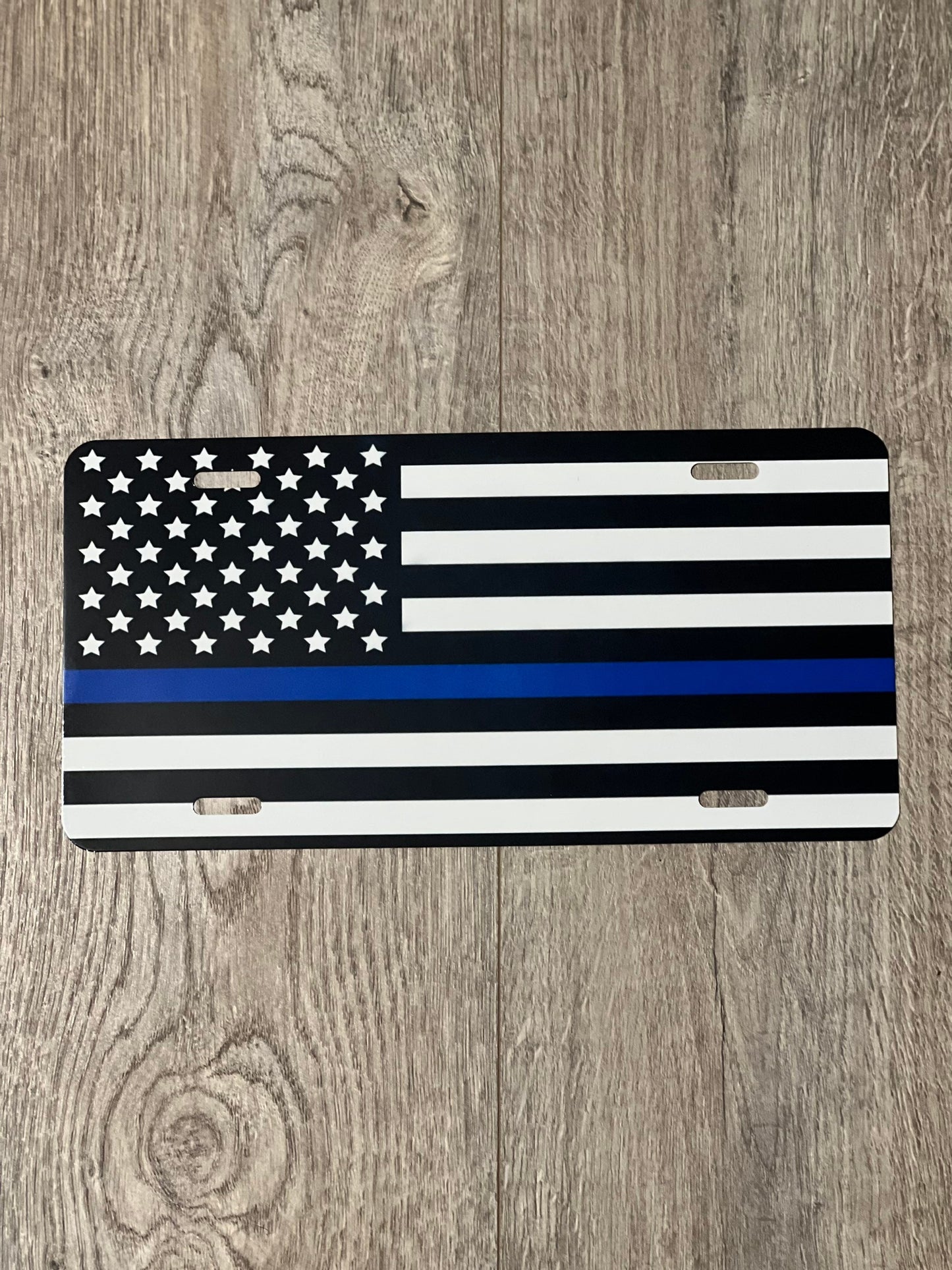 Police flag / thin blue line license plate