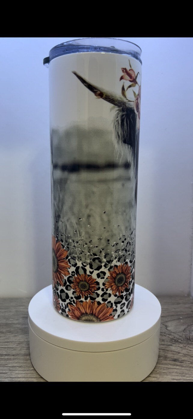 20oz or 30oz Cow with Flowers Tumbler | Sublimation Tumbler