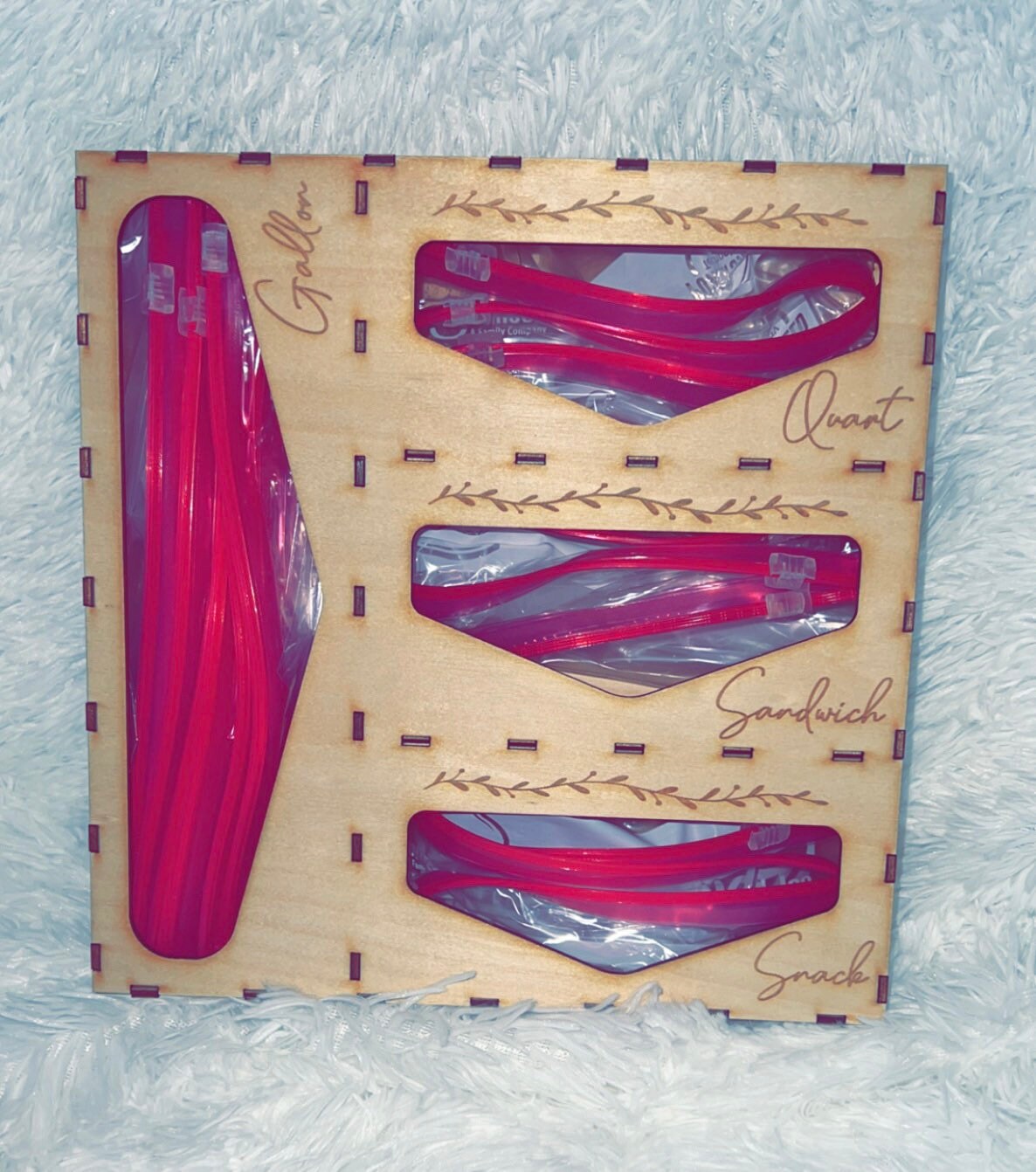 Wooden baggie organizer