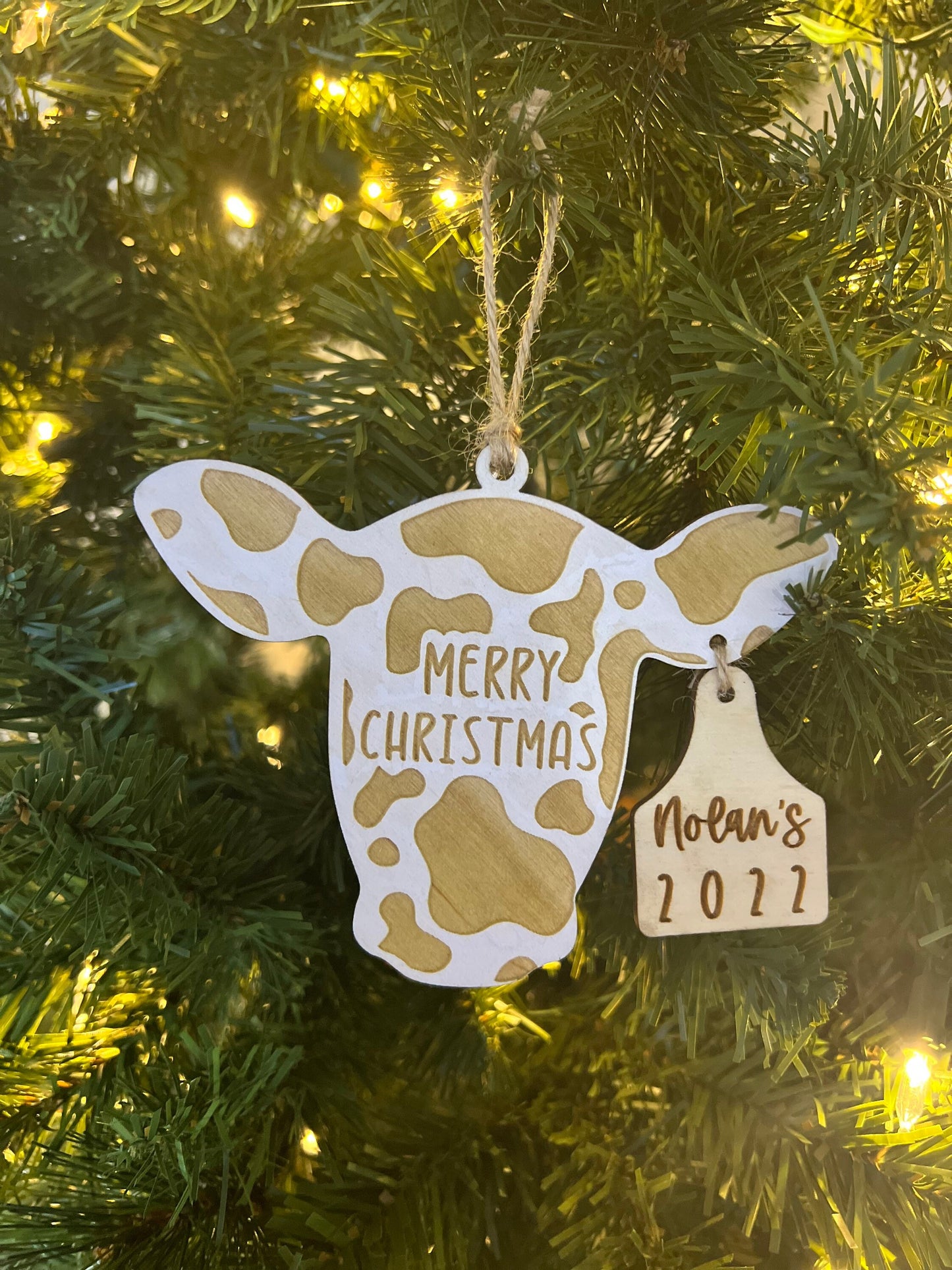 Personalized Cow Christmas Ornament