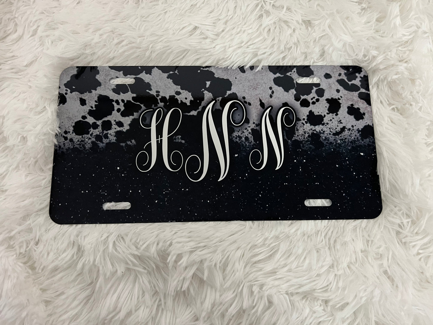 Personalized Cow and Glitter License Plate