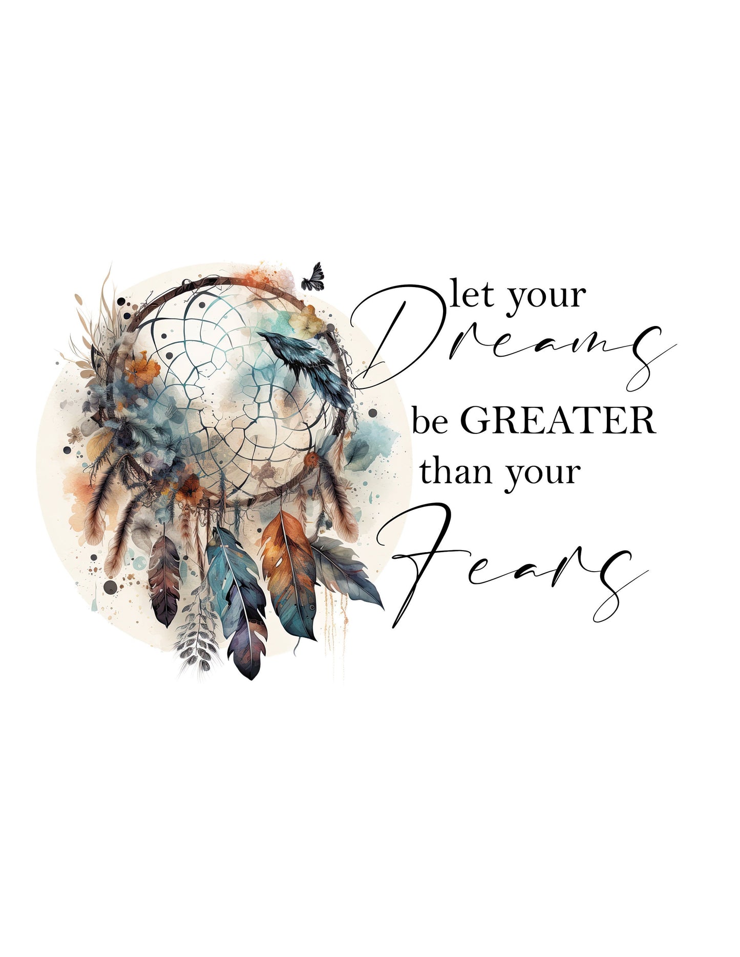 Let your dreams be greater than your fears dream catcher PNG