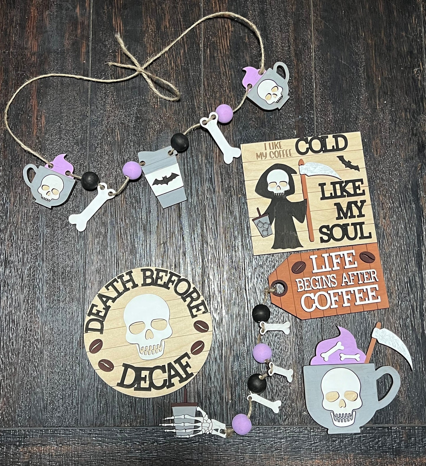 Skeleton Halloween Coffee Tiered Tray Set