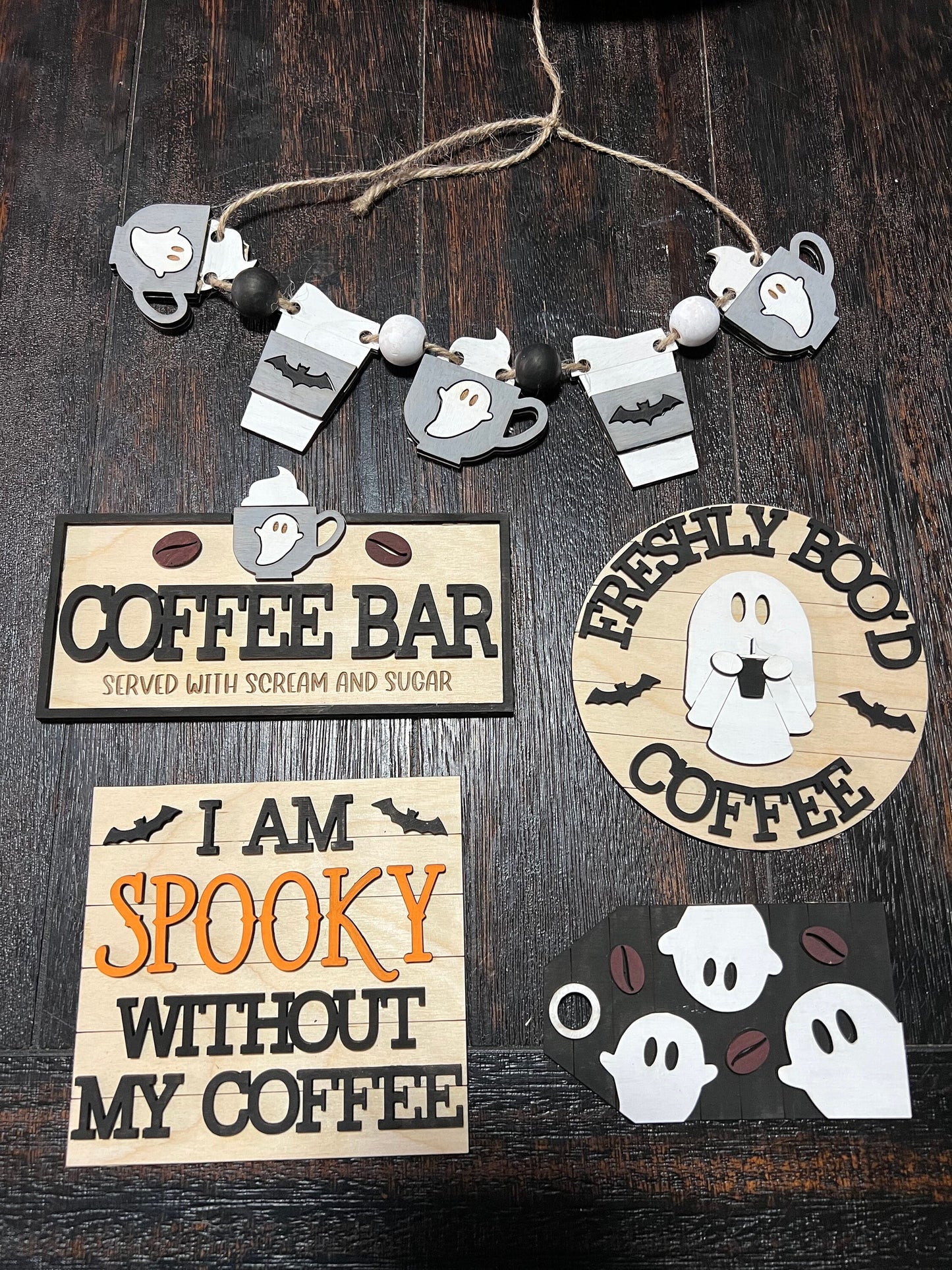 Ghost Halloween Coffee Tiered Tray Set