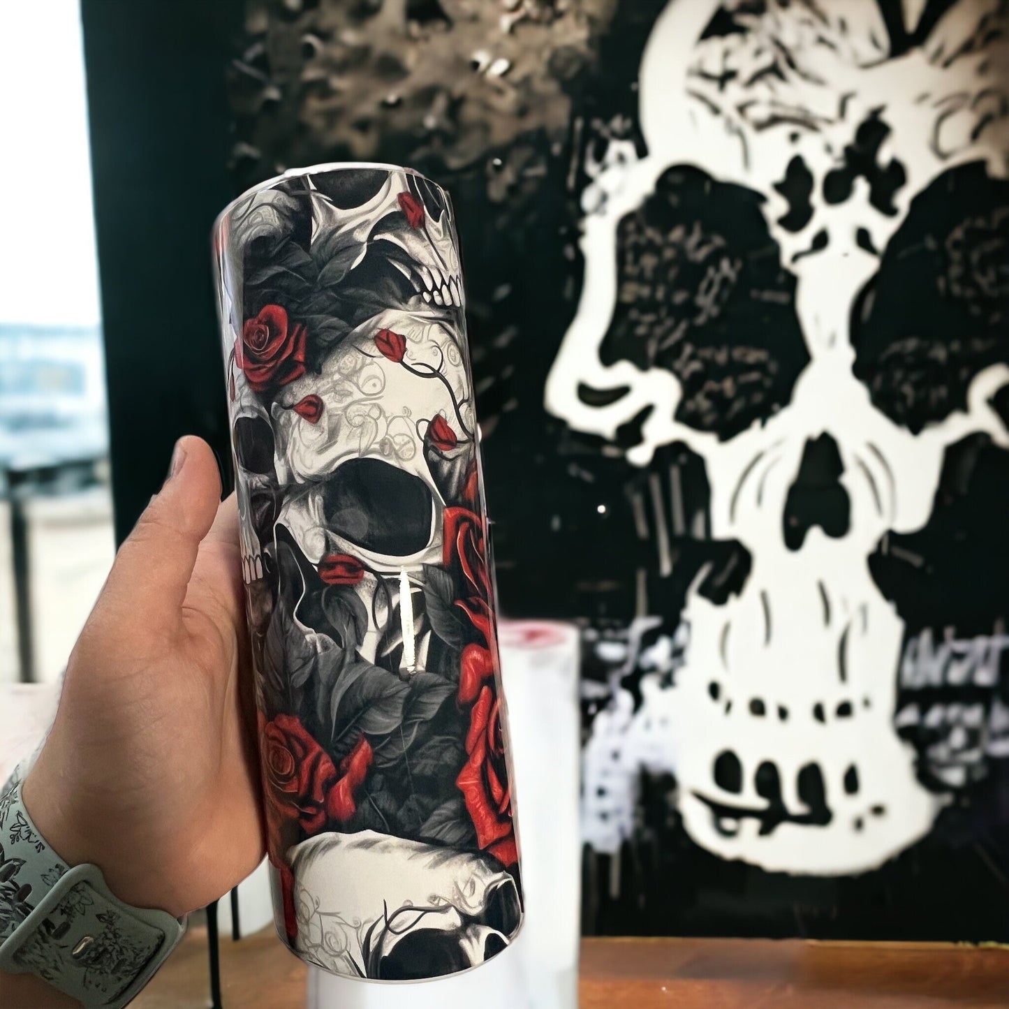 20oz or 30oz Skulls and Roses Sublimation Tumbler
