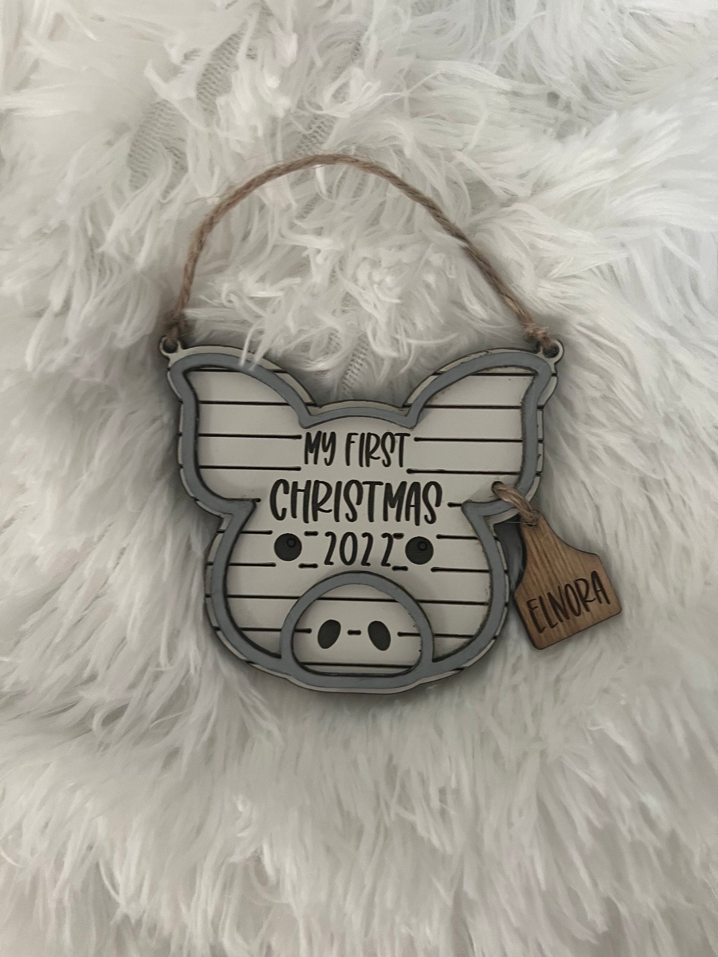 Personalized Christmas Pig ornament