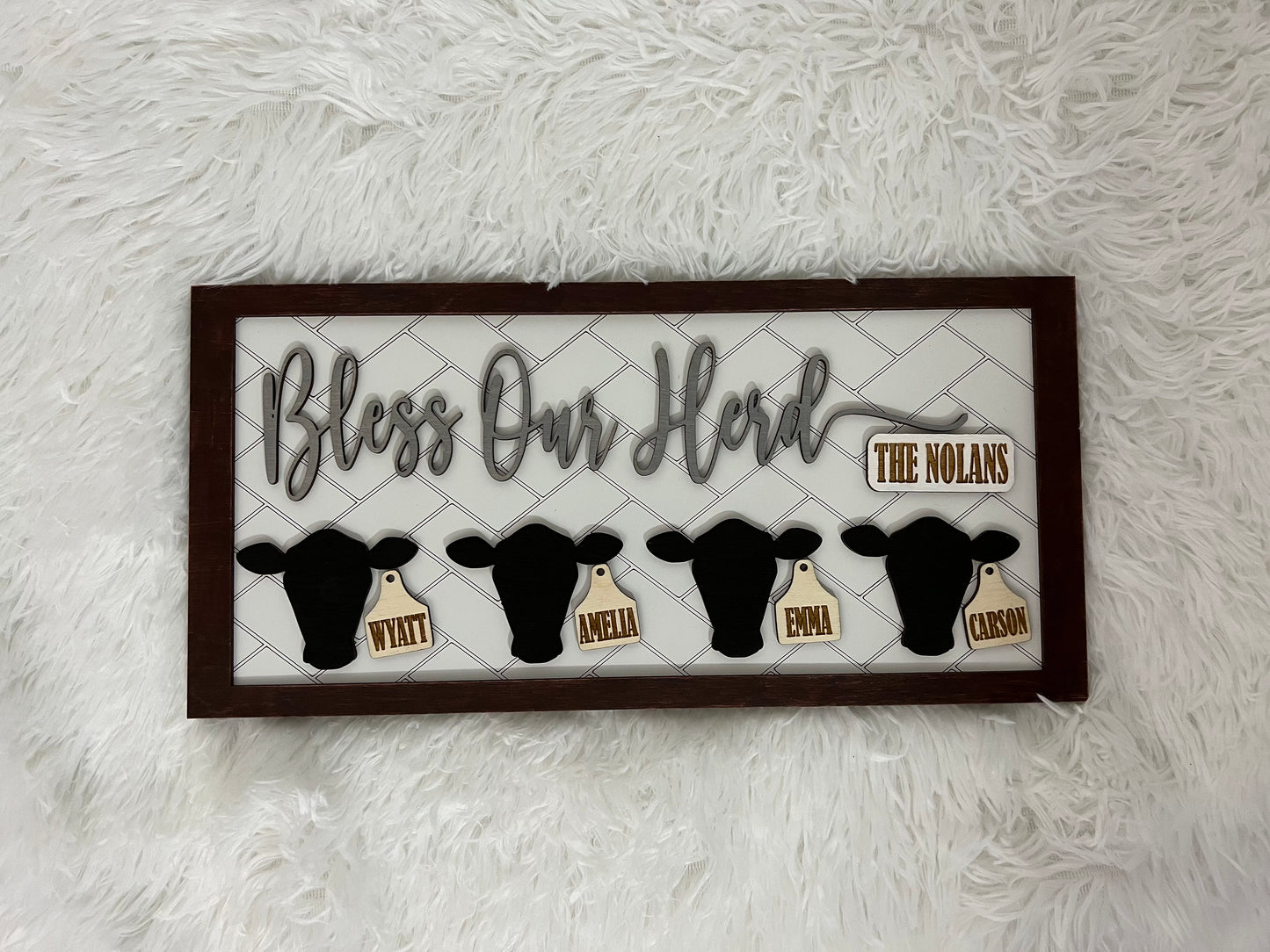 Bless Our Herd Cattle Sign | Personalized Cow Cattle Farm Sign