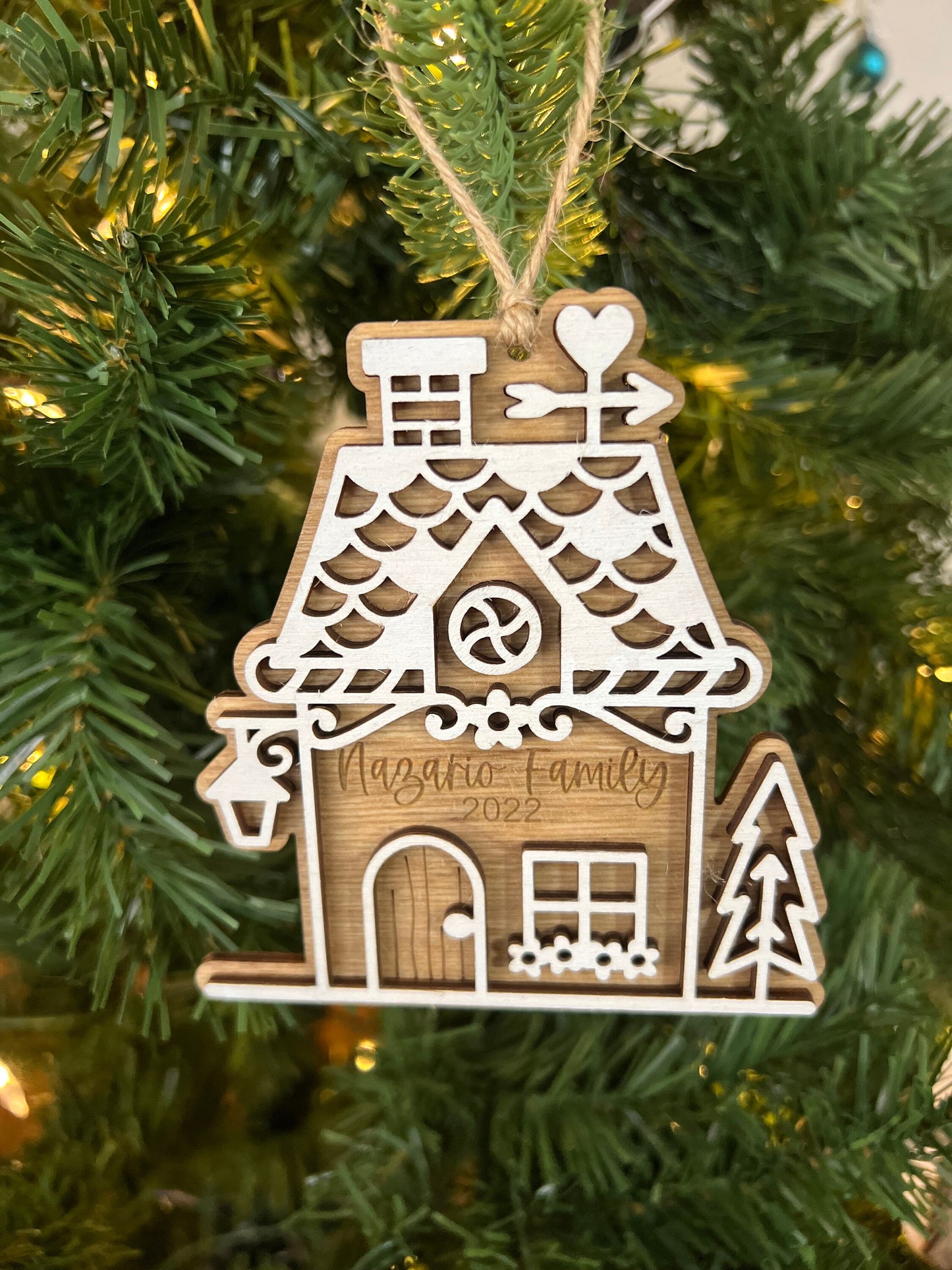Personalized gingerbread house custom Christmas ornament