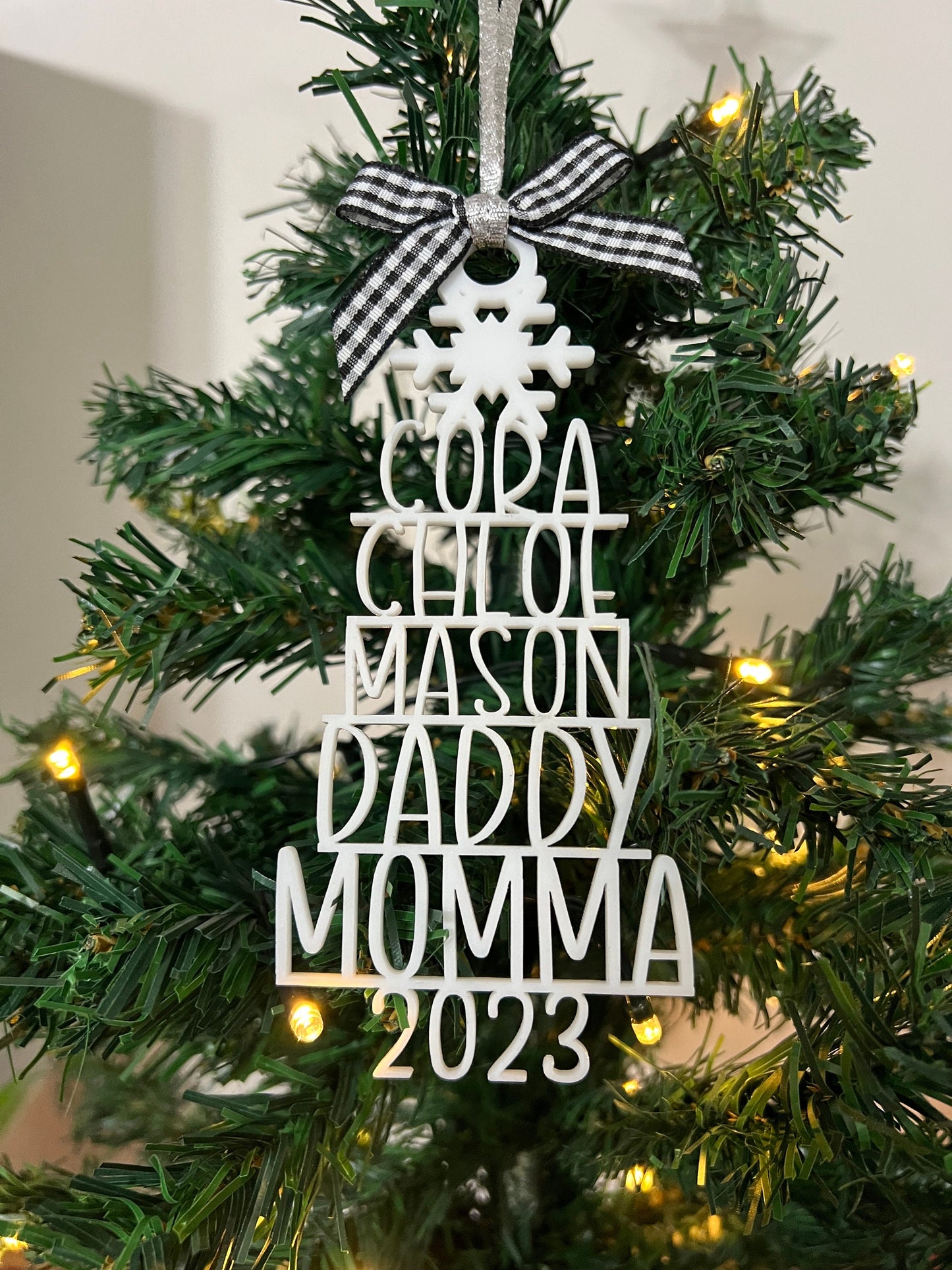 Personalized Christmas tree name ornament