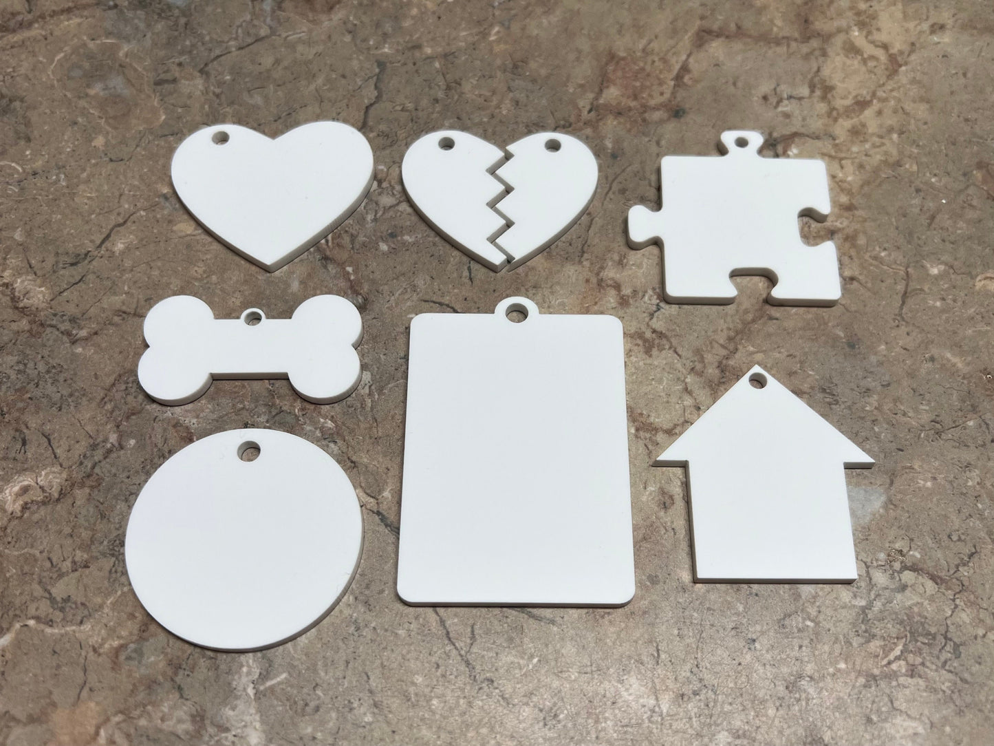 Sublimation White Acrylic Keychain Blanks | 1/8” Acrylic Keychain Blanks with Keyring Hardware