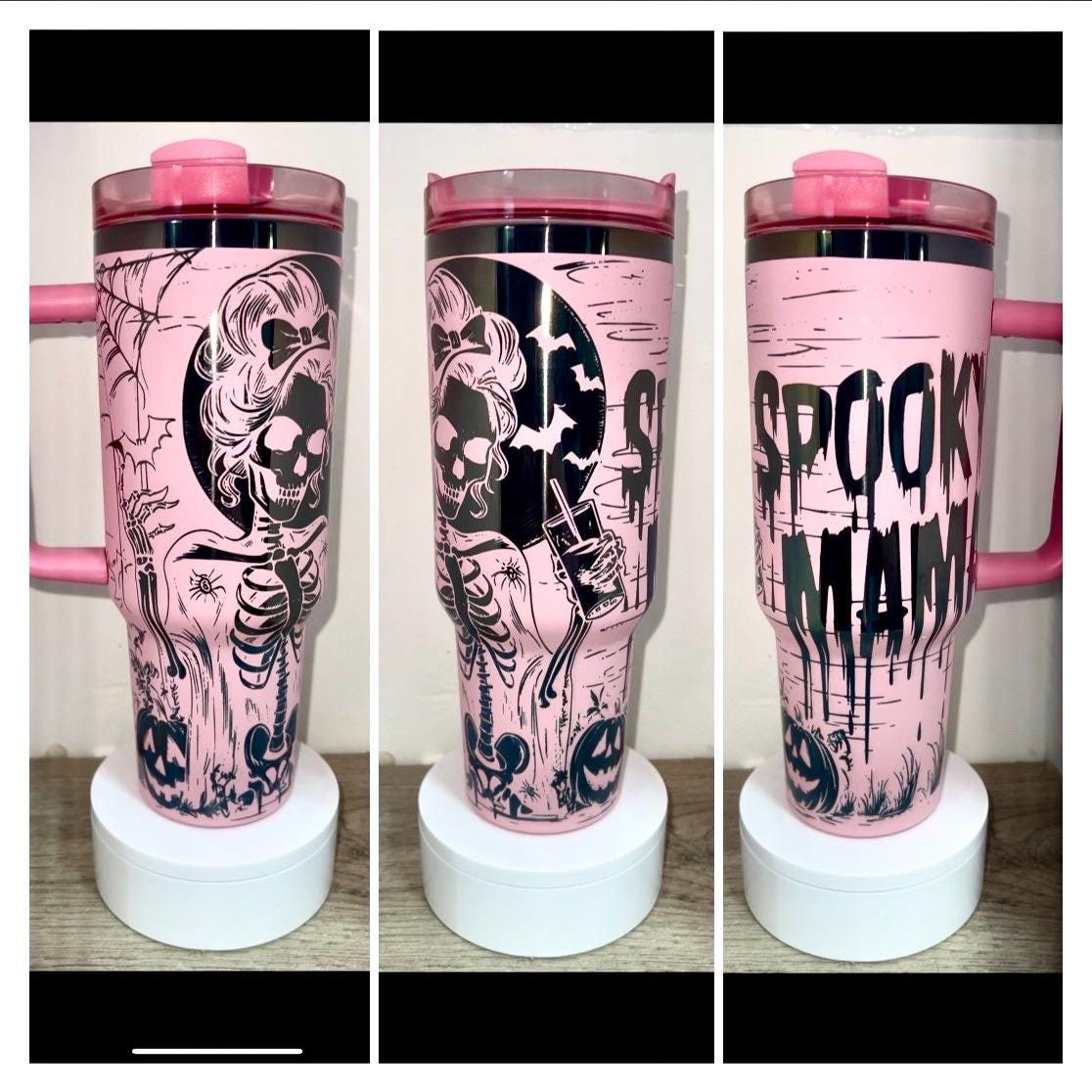 Spooky Mama 40oz Laser Engraved Tumbler | Black Underlay 40oz Tumbler