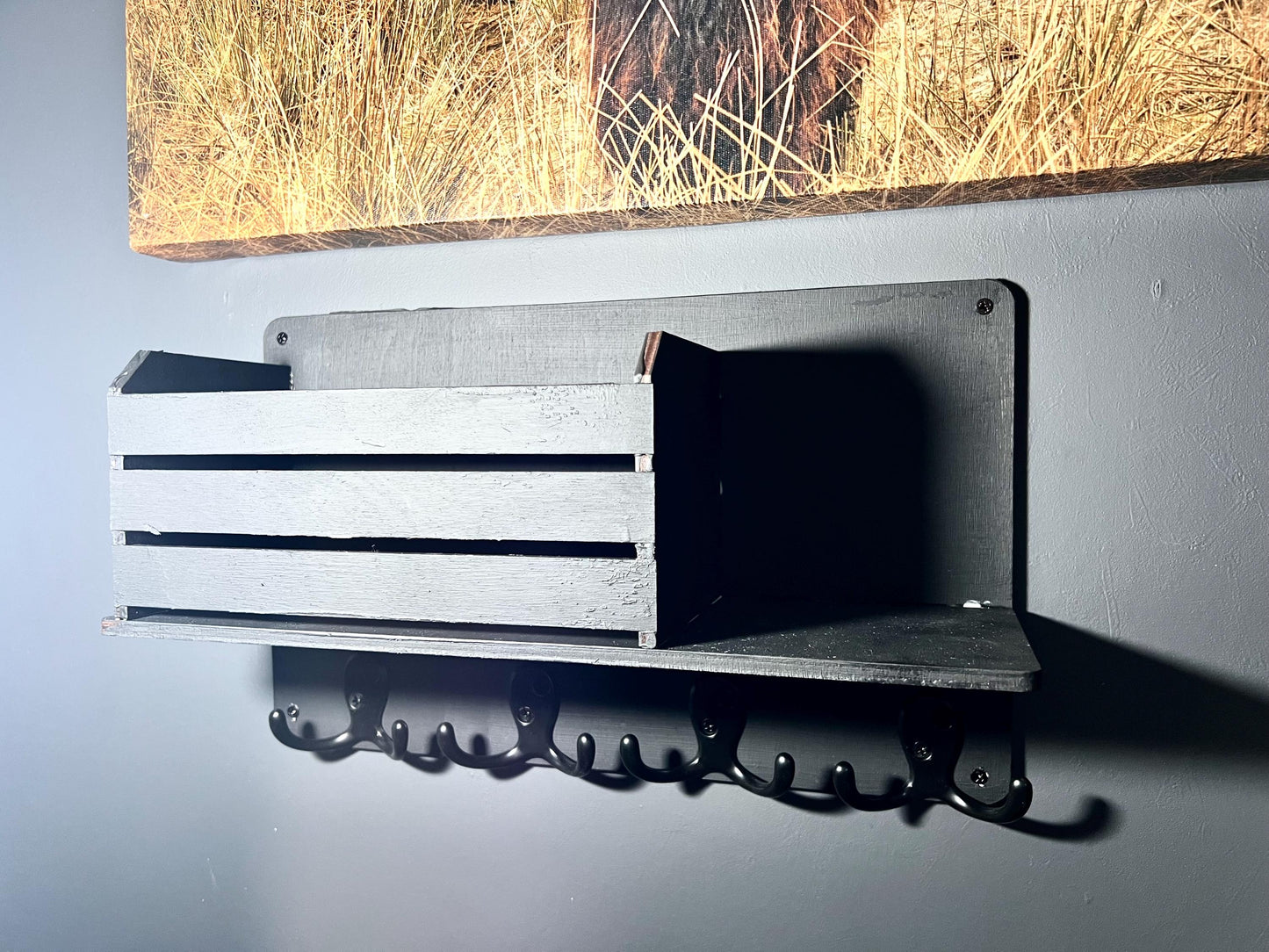 Key Hanger | Mail holder | Small shelf | Key rack with metal hooks