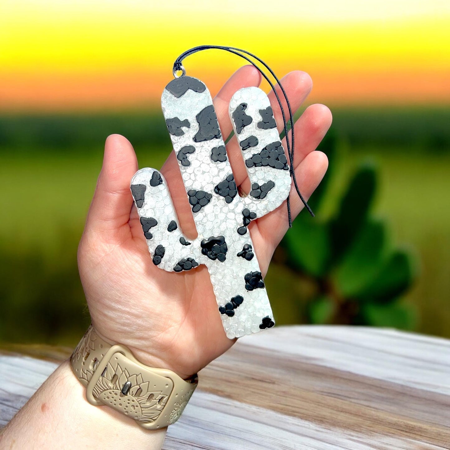 Cow print cactus Car Freshie | Western Car Freshie