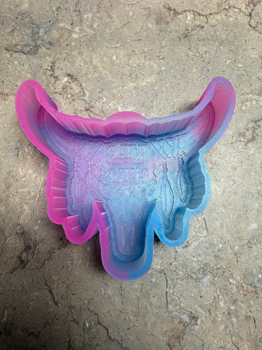 Wild Child Feather Aztec Cow Skull Freshie Mold