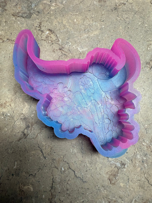 Floral Aztec Cow Skull Freshie Mold