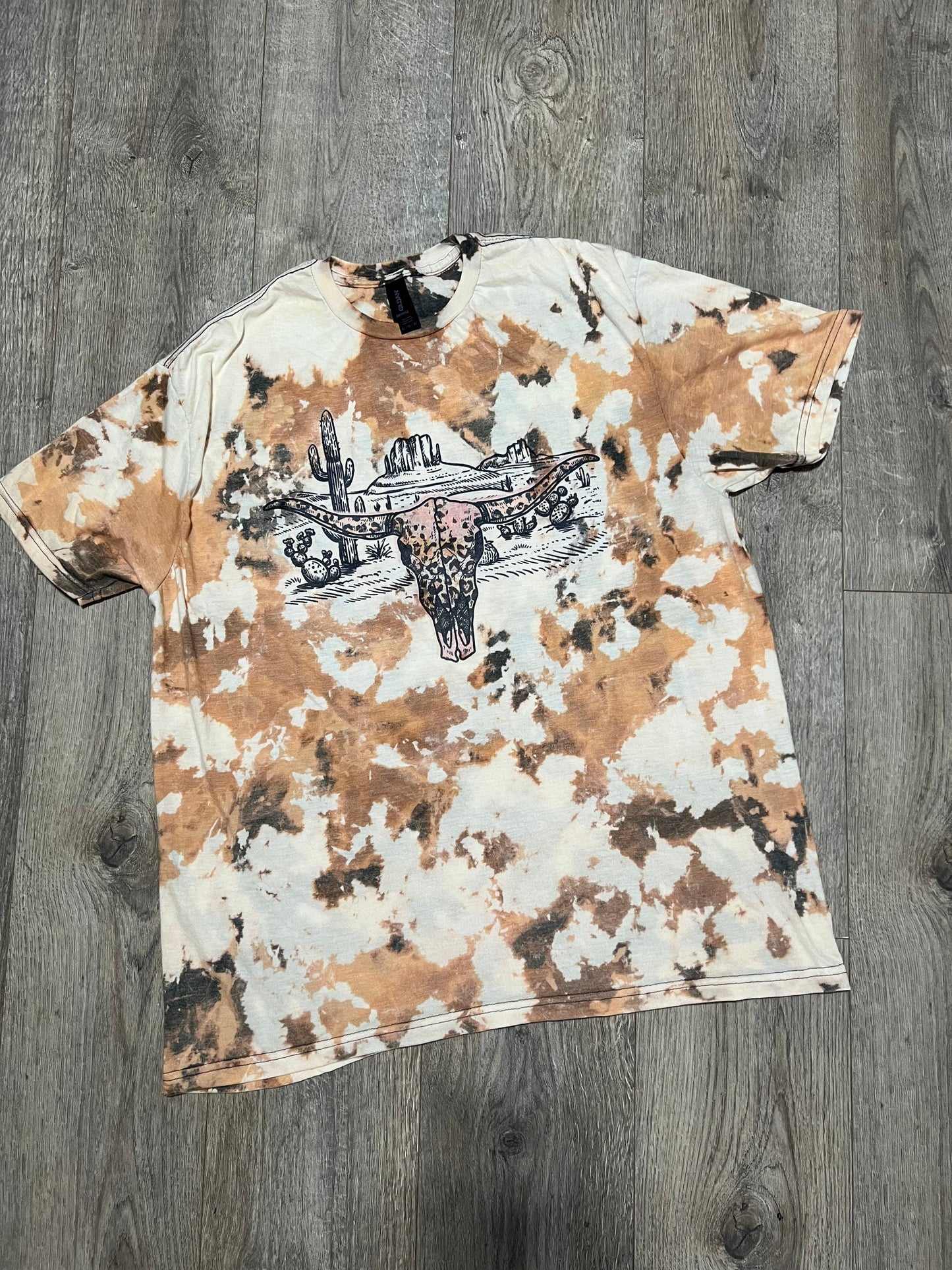 Cow print bleached tee