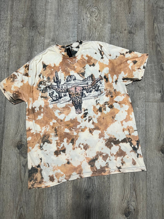 Cow print bleached tee