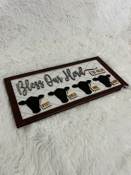 Bless Our Herd Cattle Sign | Personalized Cow Cattle Farm Sign