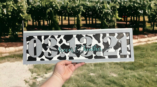 Anniversary name/date Sign | Personalized Cow Farm Sign