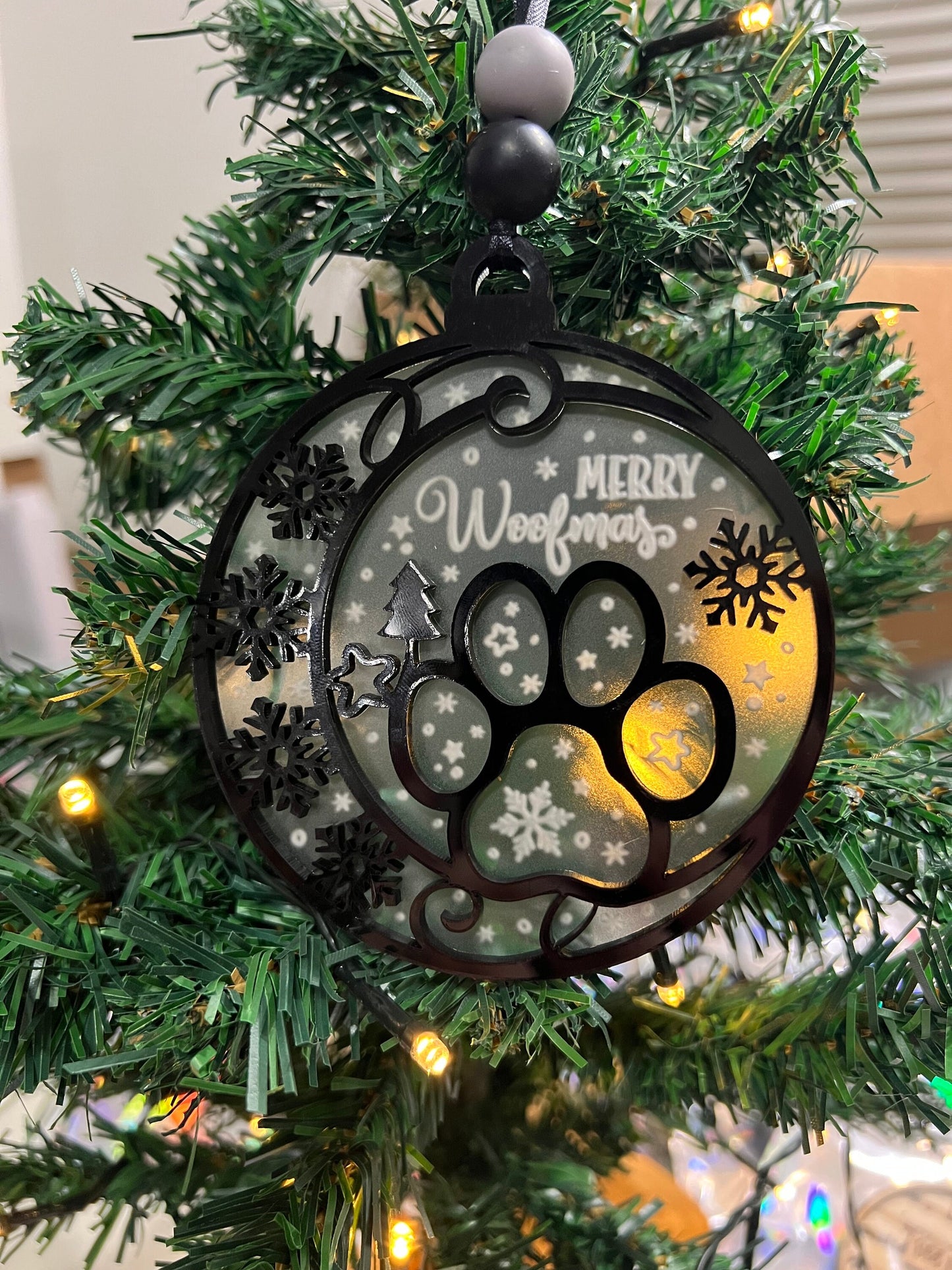 Acrylic Christmas Ornaments | Cross Ornament | Paw Print Ornament | Christmas Tree Ornament | Bear Ornament