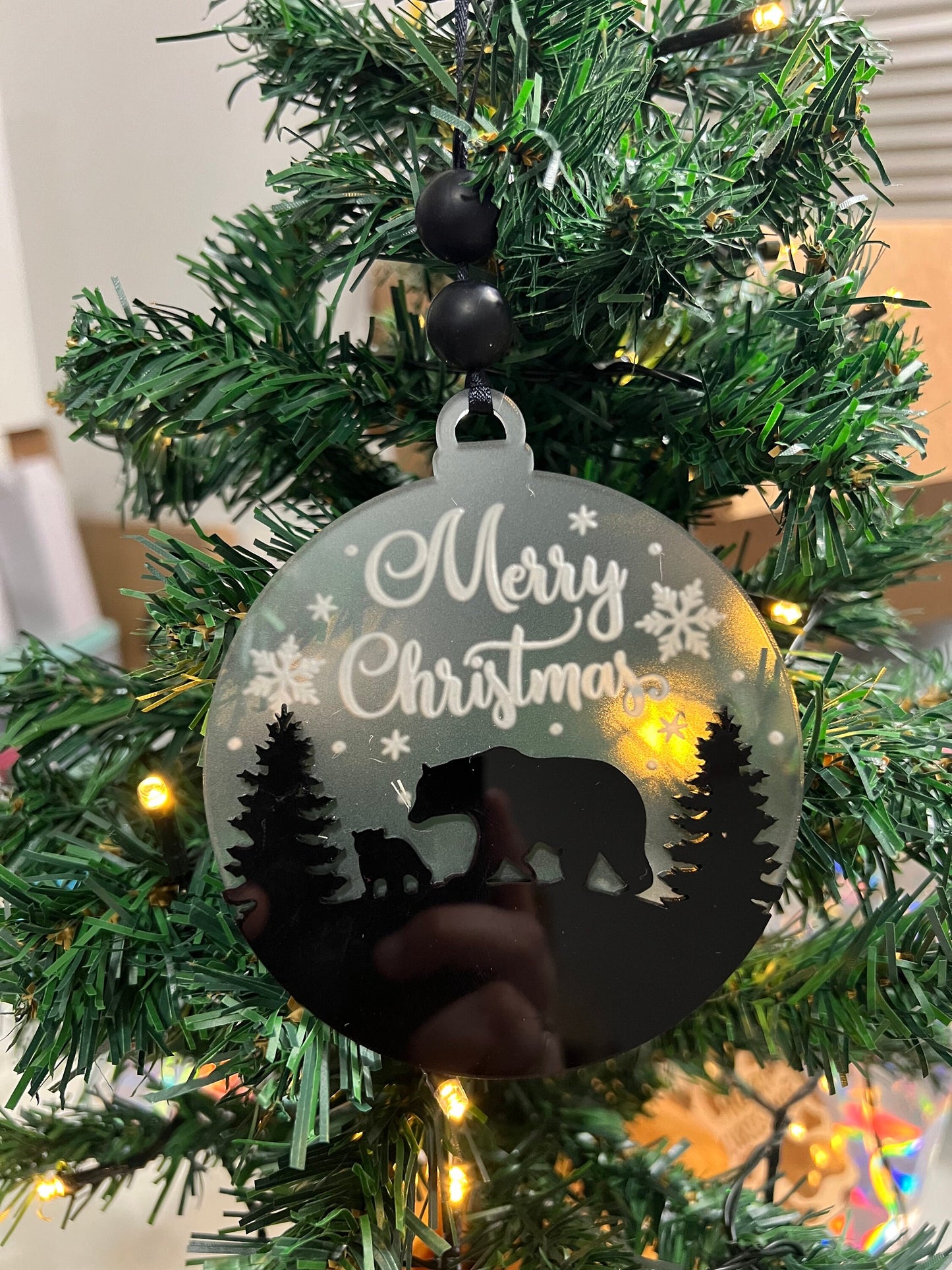 Acrylic Christmas Ornaments | Cross Ornament | Paw Print Ornament | Christmas Tree Ornament | Bear Ornament