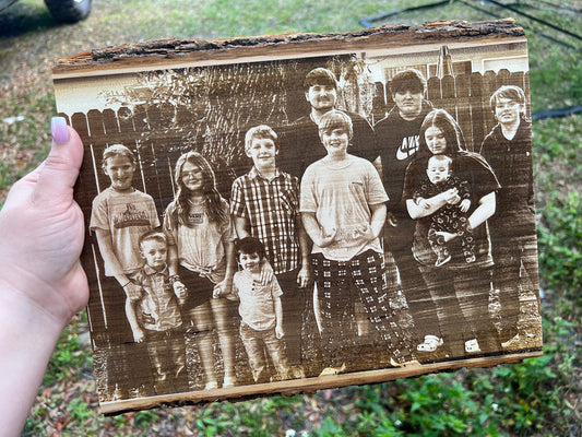 Custom Engraved Live Edge Wood Wall Hanger Personalized With Your Photo