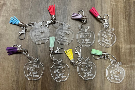 Acrylic teacher keychain | Apple keychain | it takes a big heart to shape little minds
