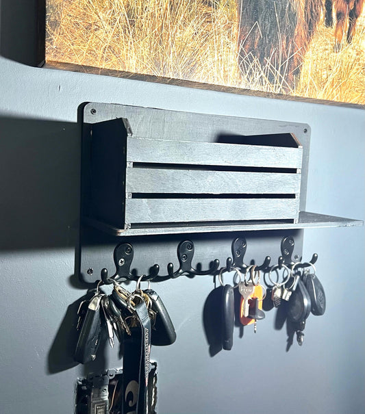 Key Hanger | Mail holder | Small shelf | Key rack with metal hooks